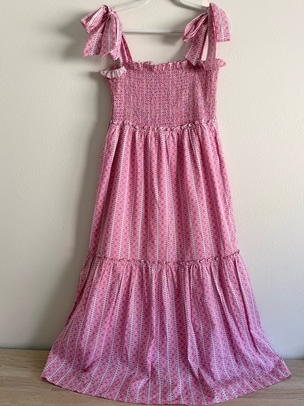 Tuckernuck x Cameran Eubanks Love Letters Smocked Chalmers pink Midi Dress Sz M - Picture 2 of 9